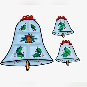 Italian Hand Painted Christmas‎ Serving Bell Dish, Rare, Numbered